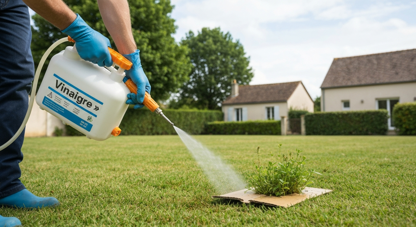 Désherbant gazon vinaigre : efficacité, recettes et risques